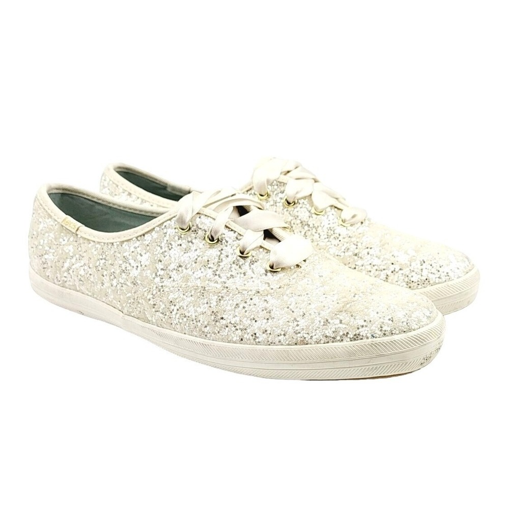 Women Keds x Kate Spade White‎ Glitter Sneaker - Size 8